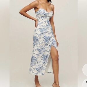 Reformation Blue Floral Midi Dress